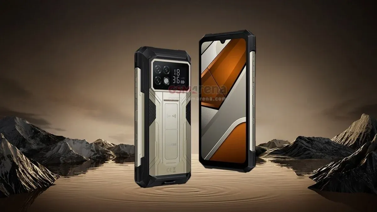 صورة لهاتف Doogee S200 Max بلونه الرمادي، تُظهر الشاشة الخلفية