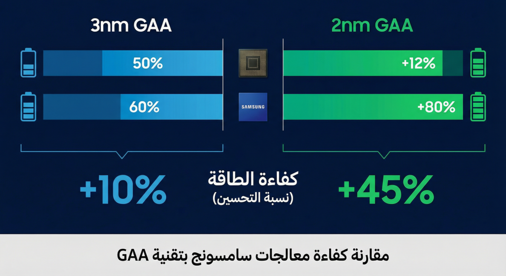 مقارنة كفاءة معالجات سامسونج بتقنية GAA
